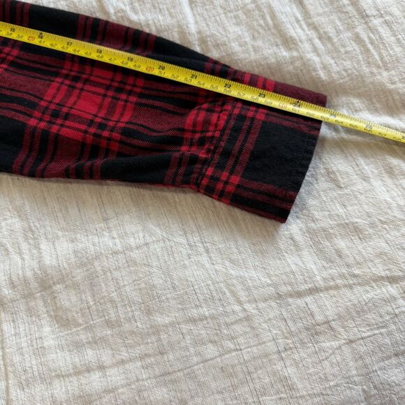 Faded Glory Shirt Men's M Red and Black Plaid Button Up Long Sleeve Flannel - Picture 14 of 15